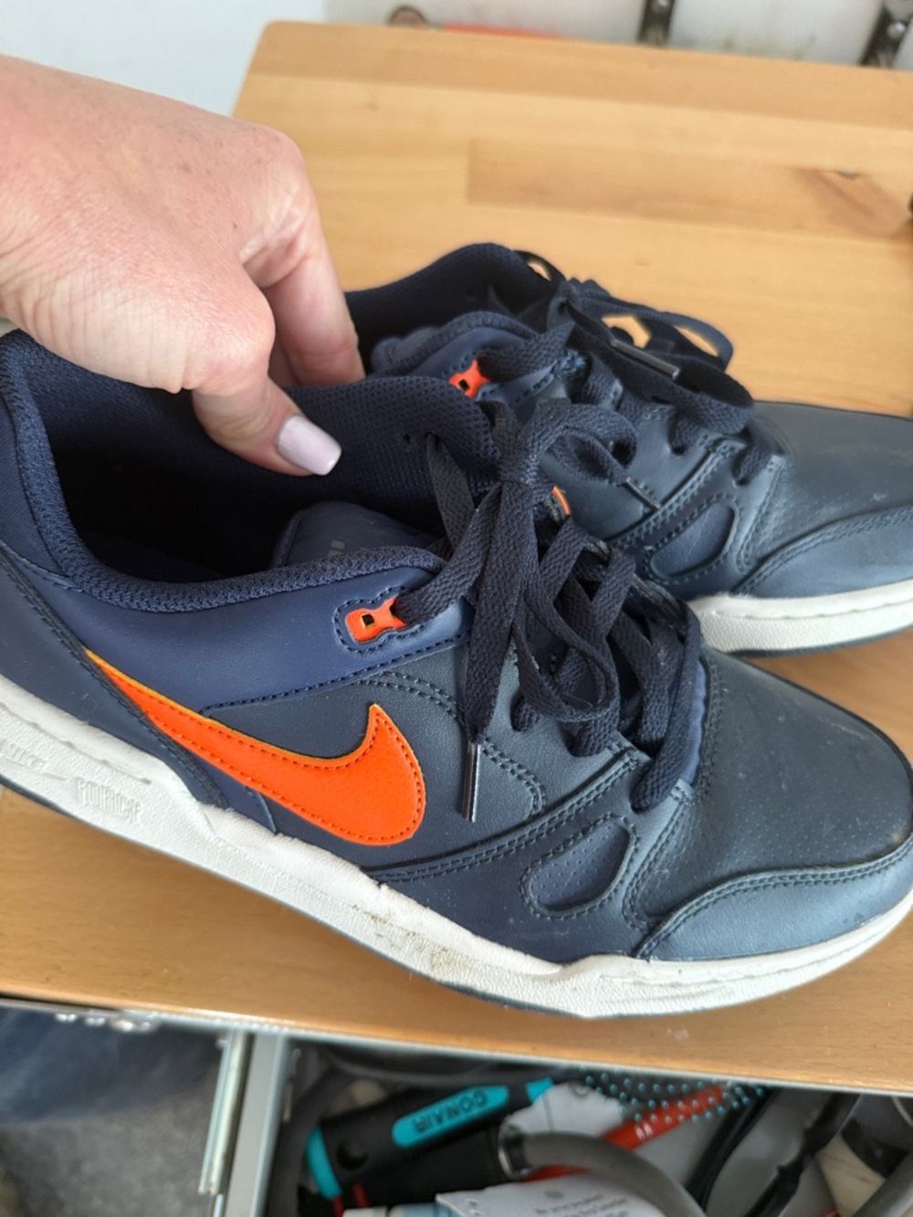 Nike Navy and Bright Orange Low-Top Sneakers